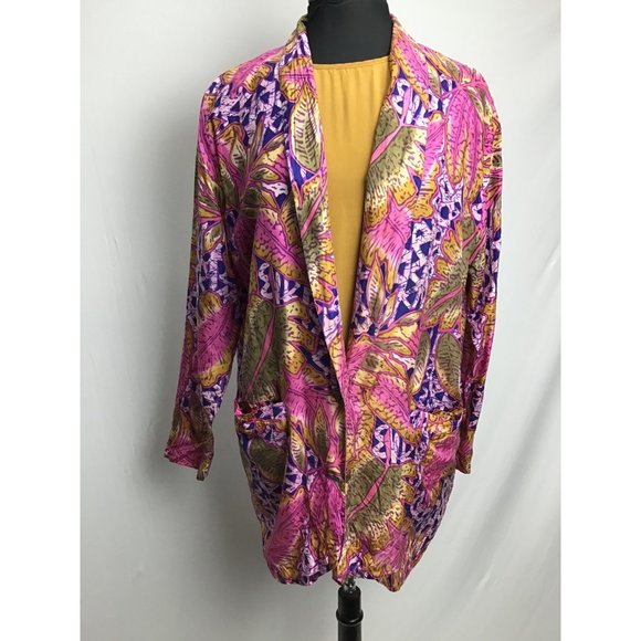 Vintage 80’s Restless Clothiers Silk Longline, Jacket, Blazer, size M - Picture 2 of 7
